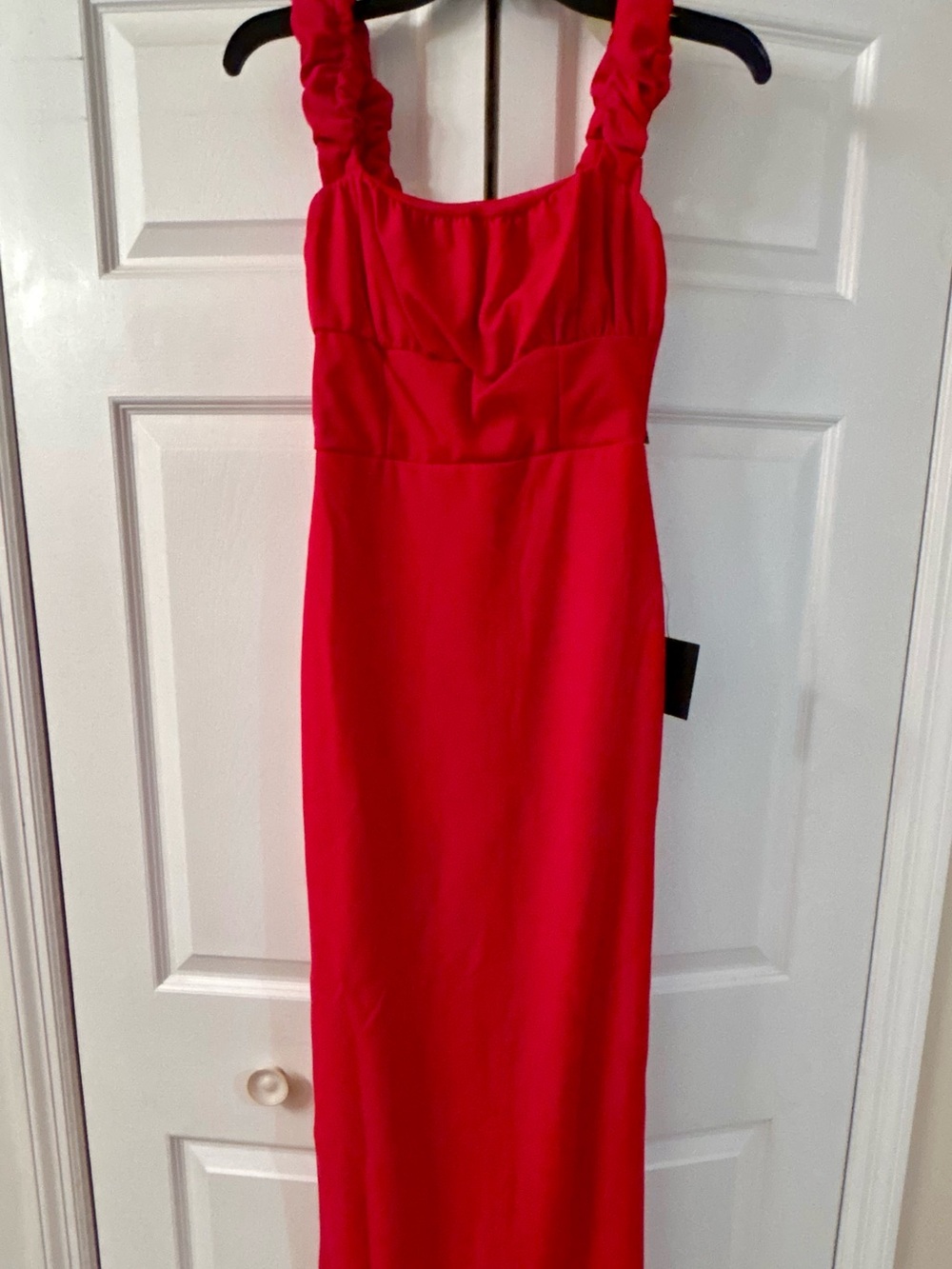Lulu's Red Sleeveless Ruched Maxi Dress